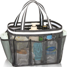 XL Mesh Shower Caddy Portable Shower Bag for College Dorm Camping Travel Gym Bla