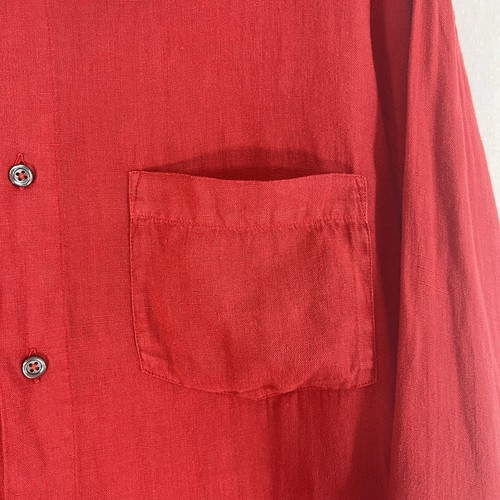 120% Lino Button Down Shirt Men’s Sz XXL Burnt Orange Relaxed 2X Made In Italy - Picture 3 of 13