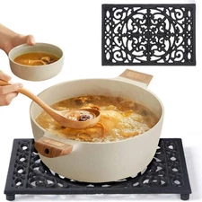 9.6 X 6.3 Inch Cast Iron Trivet Set, Large Metal Trivets for Hot Dishes Pots ...