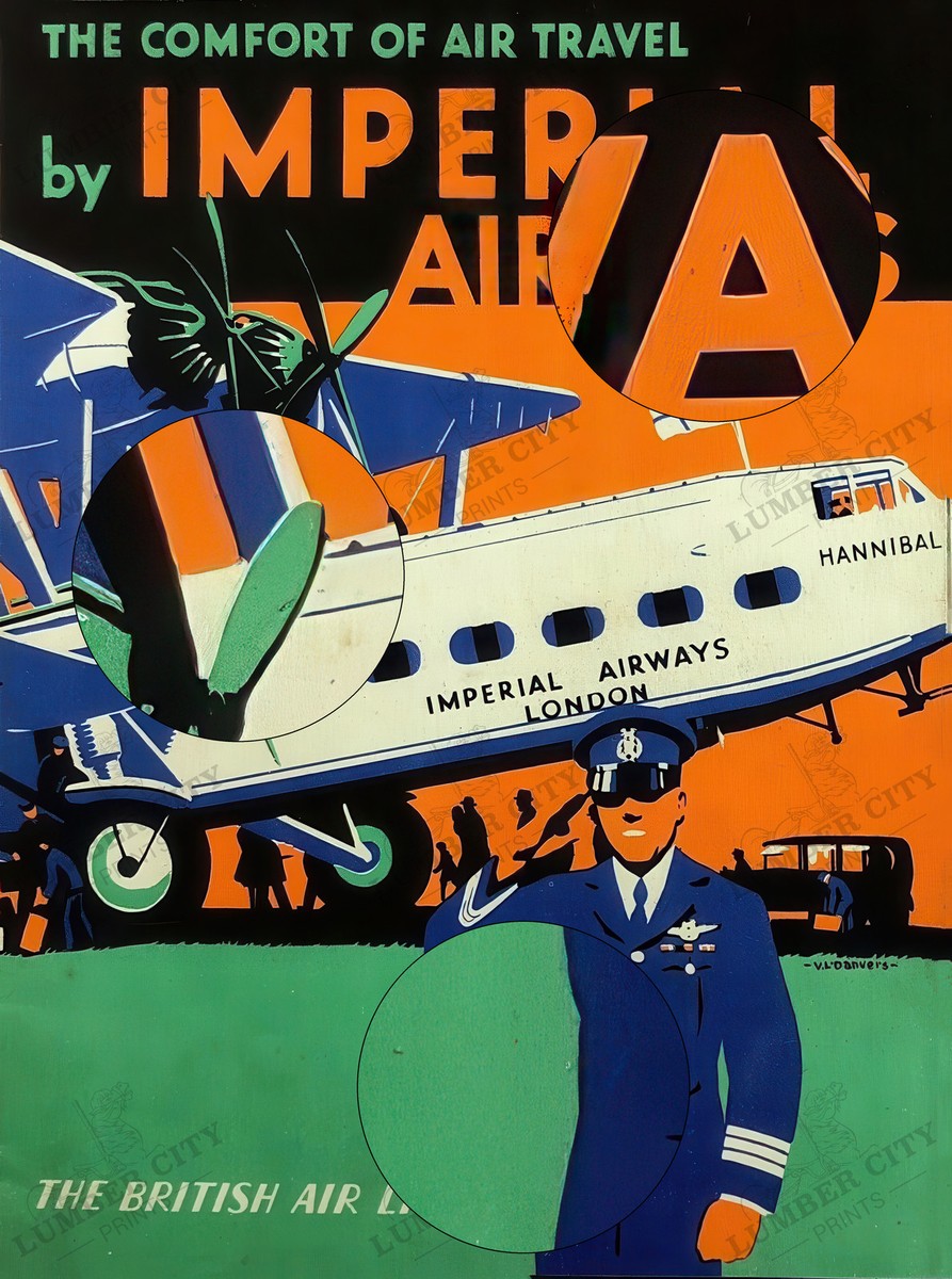 Imperial Airways 1932 Vintage Travel Poster London Wall Art Print