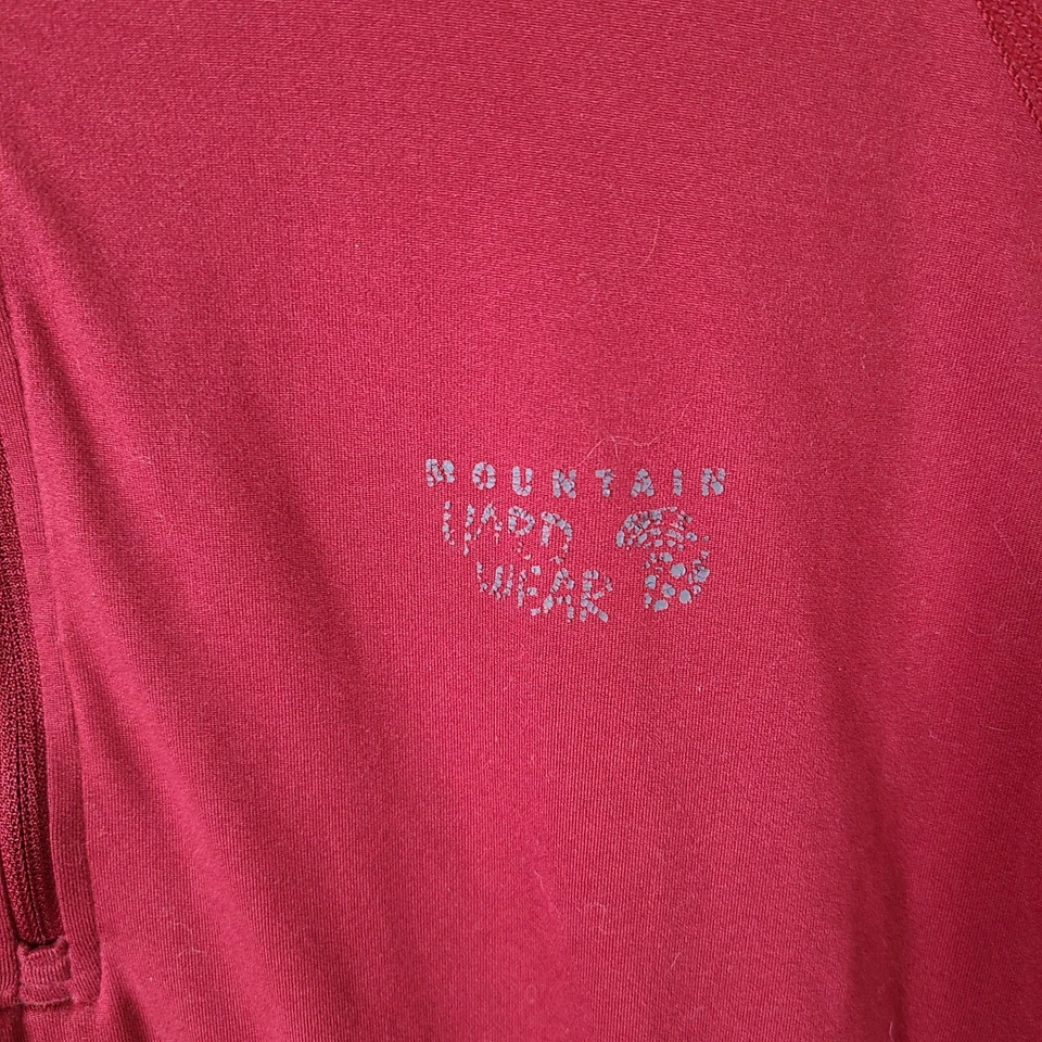 Camisa Mountain Hardwear Para Hombre Mediana Roja Cuarto 1/4 Cremallera Pullover Manga Larga Foto 3 de 4