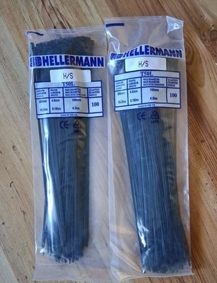 200 Stück Kabelbinder schwarz 4,6 x 385 mm  Hellermann Tyton NEU