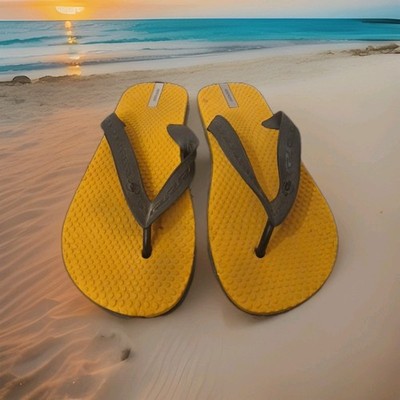 Rider Grendene Men's Size 10/11 Black & Yellow Flip Flop Sandals