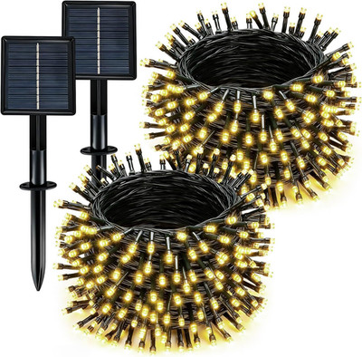 Solar String Lights Outdoor Waterproof 2 Pack Total 66Ft 200LED 8 Modes Twinkle