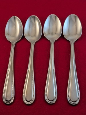 Lot Of 4 Oneida ALBERTA Stainless 18/10 Beaded Glossy Teaspoons Flatware