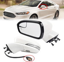 Left Driver Side Mirror Power Heated Turn Signal White for 2016-2020 Ford Fusion