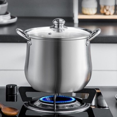Großer Edelstahl Suppentopf - Ideal für Suppen, Eintöpfe und mehr - Langlebig 1p