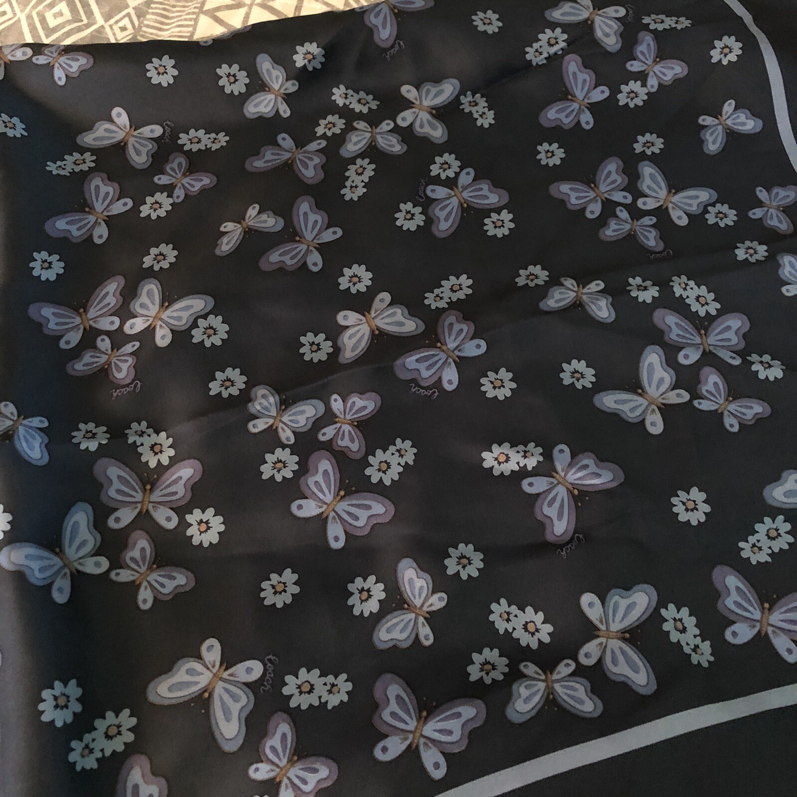NWT Coach Lovely Butterfly navy scarf 35x35 Style No. CH067 thumbnail 6