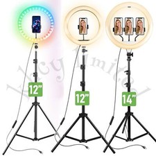 12" 14" Ring Light with Tripod Stand & Phone Holder Selfie Ring Light Live Video