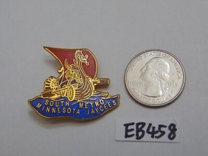 Vintage Jaycees Enameled Lapel Pin 1970's South Metro Minnesota Ship Vikings