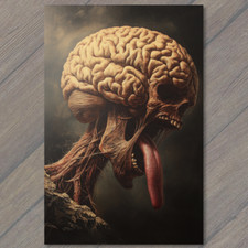 STICKER Skull Tongue Grotesque Brain Skull Horror Dark Themed Unique Creepy F