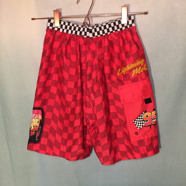 Boy's Disney Parks Red 'Cars' Lightning McQueen lined Swim Shorts Size