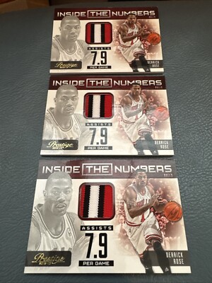 3- 2012 Panini Prestige Derrick Rose Chicago Bulls Color Patches