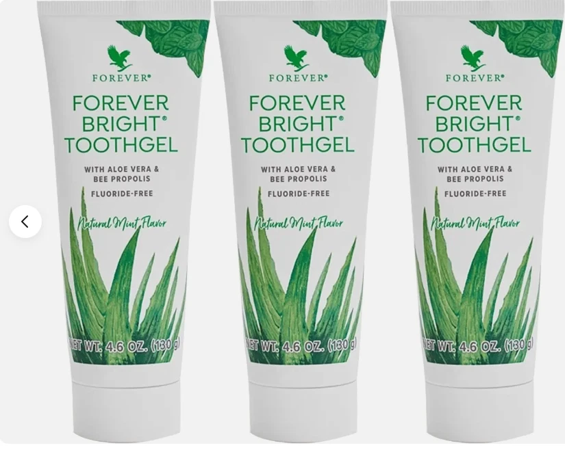 3 X Forever Bright TOOTHGEL Aloe Vera NO FLUORIDE