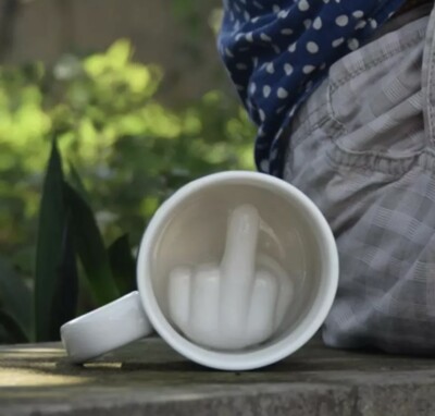 Lustige 3D Mittelfinger Weiß Keramiktasse/Tasse Kaffee Tee Lustig Witz Streich Neu
