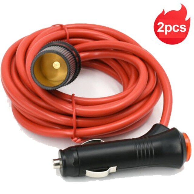 2PCS 12FT 12V/24V Car Cigarette Lighter Extension Cord Adapter Extender