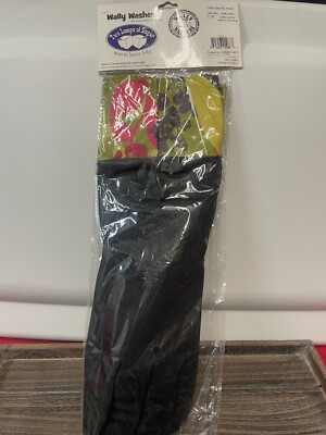 New Wally Washers Latex Cleaning Gloves Black Scrubbers Floral Botany Cuff