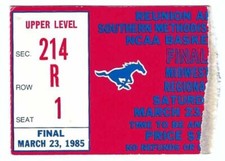 1985 NCAA Basketball REGIONAL FINALS TICKET - OKLAHOMA SOONERS vs MEMPHIS TIGERS