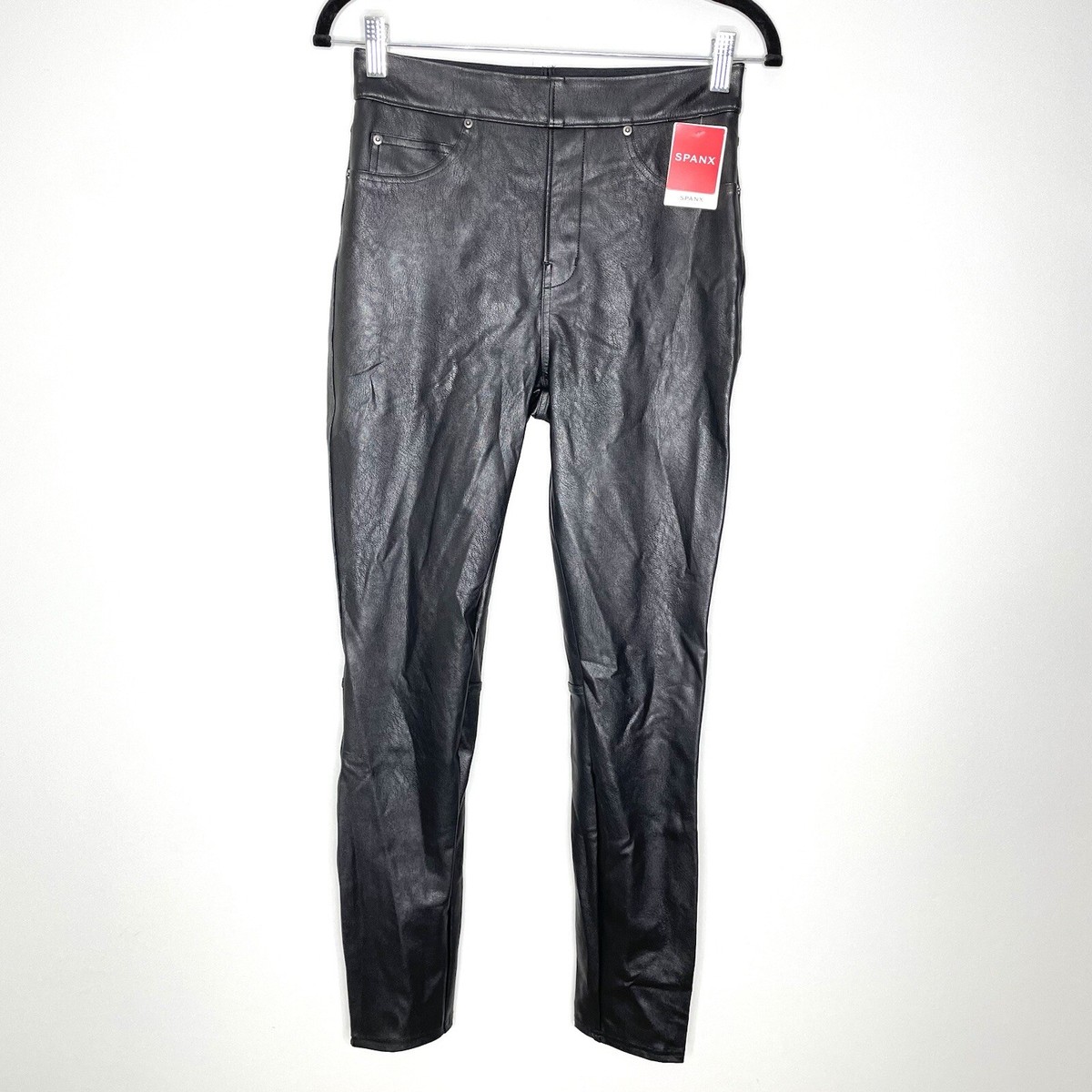 NWT Spanx Leather Like Ankle Skinny Pants Pull On Shaping In Luxe