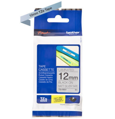 Beschriftungsband original Brother P-touch TZe-M931 sw/mattsilber 12mm 1830/D400