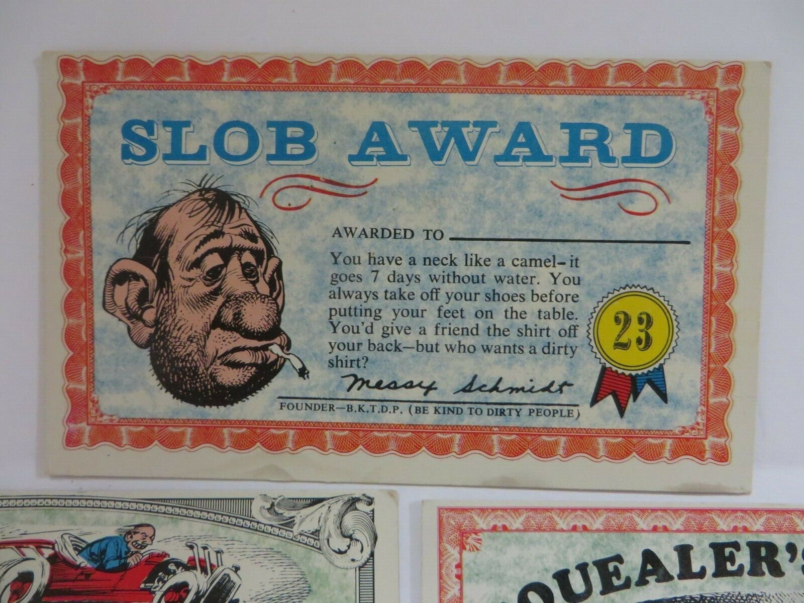 Vtg Lot NUTTY AWARDS Postcards Loony Driver Cheapskate License