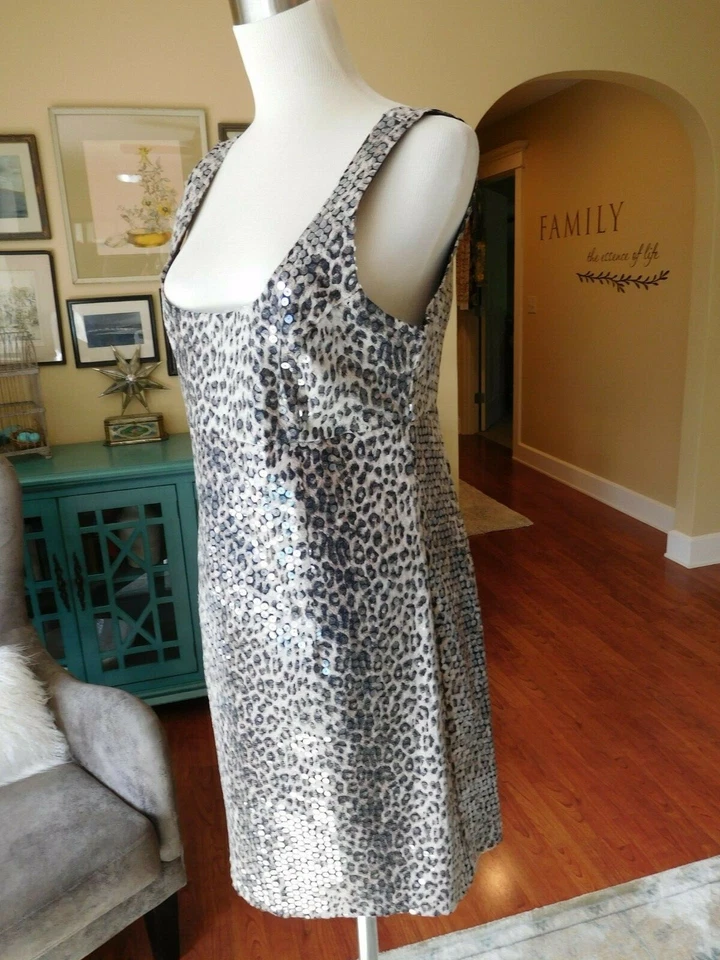 Gorgeous BAILEY 44 Sequined Animal Print Sleeveless Sheath Dress 10 EXCELLENT!!! - Image 4 of 4