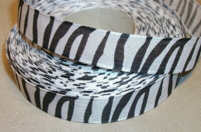 15 Yds  ZEBRA FABRIC RIBBON   5/8'' wide