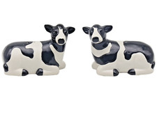 Cow Salt & Pepper shaker set ceramic Black & White Friesian Cow lover gift boxed