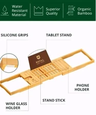 ROYAL CRAFT WOOD Premium Foldable Bathtub Tray - Expandable Tray Bath Tub NIB