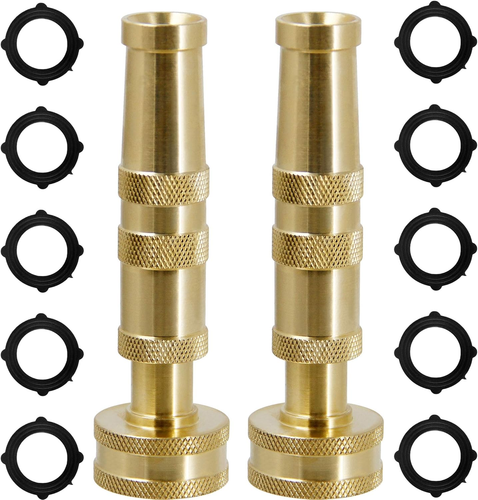 Solid Brass Hose Nozzle, 2 Pack 4-Inch Heavy Duty with 10 Rubber Washers - Picture 12 of 12
