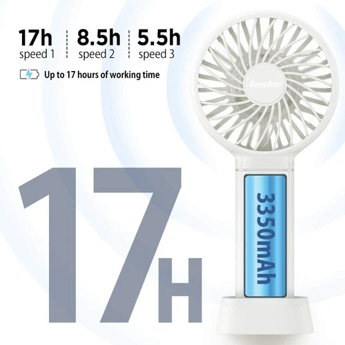 EasyAcc USB Handheld Fan Portable Desk Fan with 5000mAh Battery Rechargeable US - Picture 16 of 23
