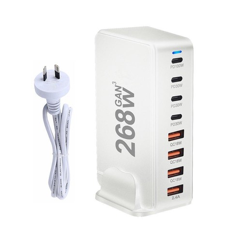 Chargeur GaN de Bureau 268W 8 Ports USB Type C PD Chargeur Charge Rapide/ - Photo 13 sur 22