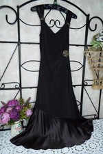  PLANET Cocktail Dress Mocha Brown ~ Bead  Details ~ Satin Hemline Frill~ size 8