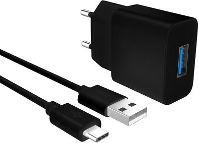 Micro USB Ladegerät 1X 2A 5V plus 1X Kabel 1m Samsung HTC Sony Nexus Schwarz