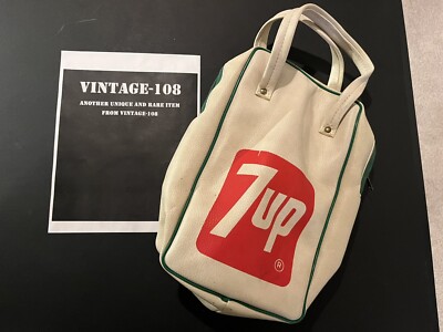 VERY RARE ANTIQUE VINTAGE 7 UP SODA PROMOTIONAL ADVERTISING COOLER BAG, low use!