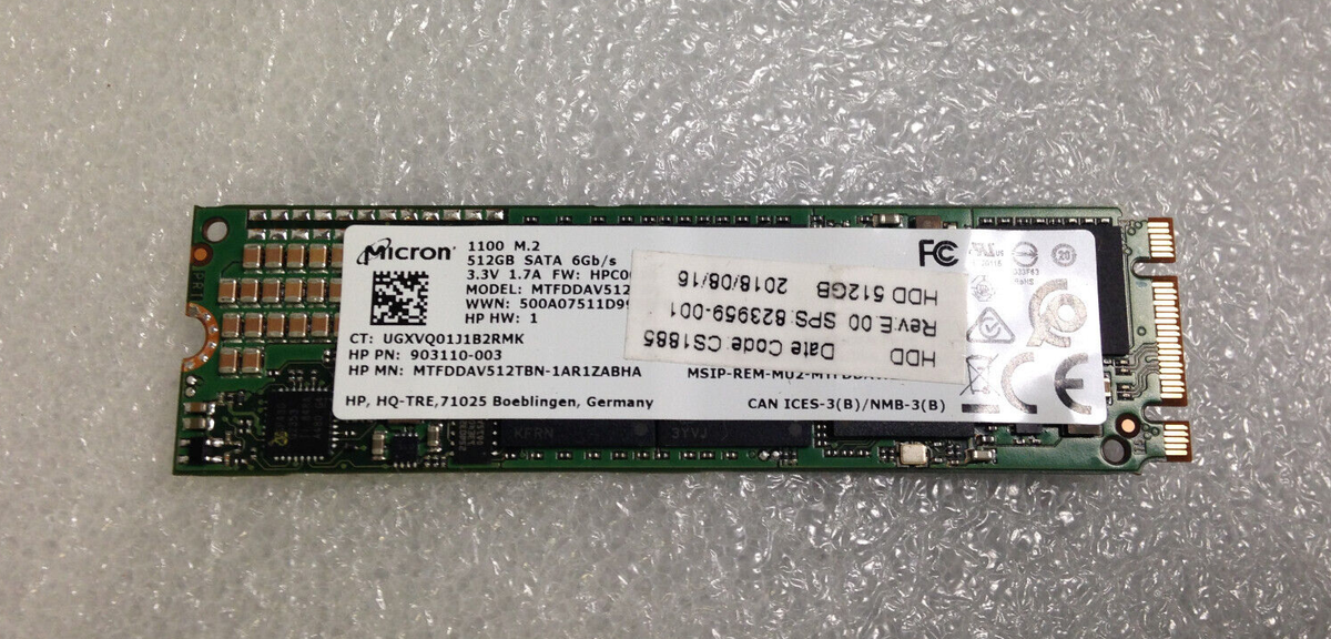 Micron MTFDDAV512TBN 512GB 1100 M.2 SATA 6Gb/s SSD 823959 Micron MTFDDAV512TBN 512GB 1100 M.2 SATA 6Gb/s SSD 823959