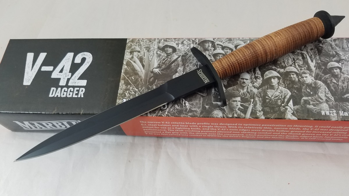 Marbles V-42 Dagger 440 Leather Replica US Special Forces WWII