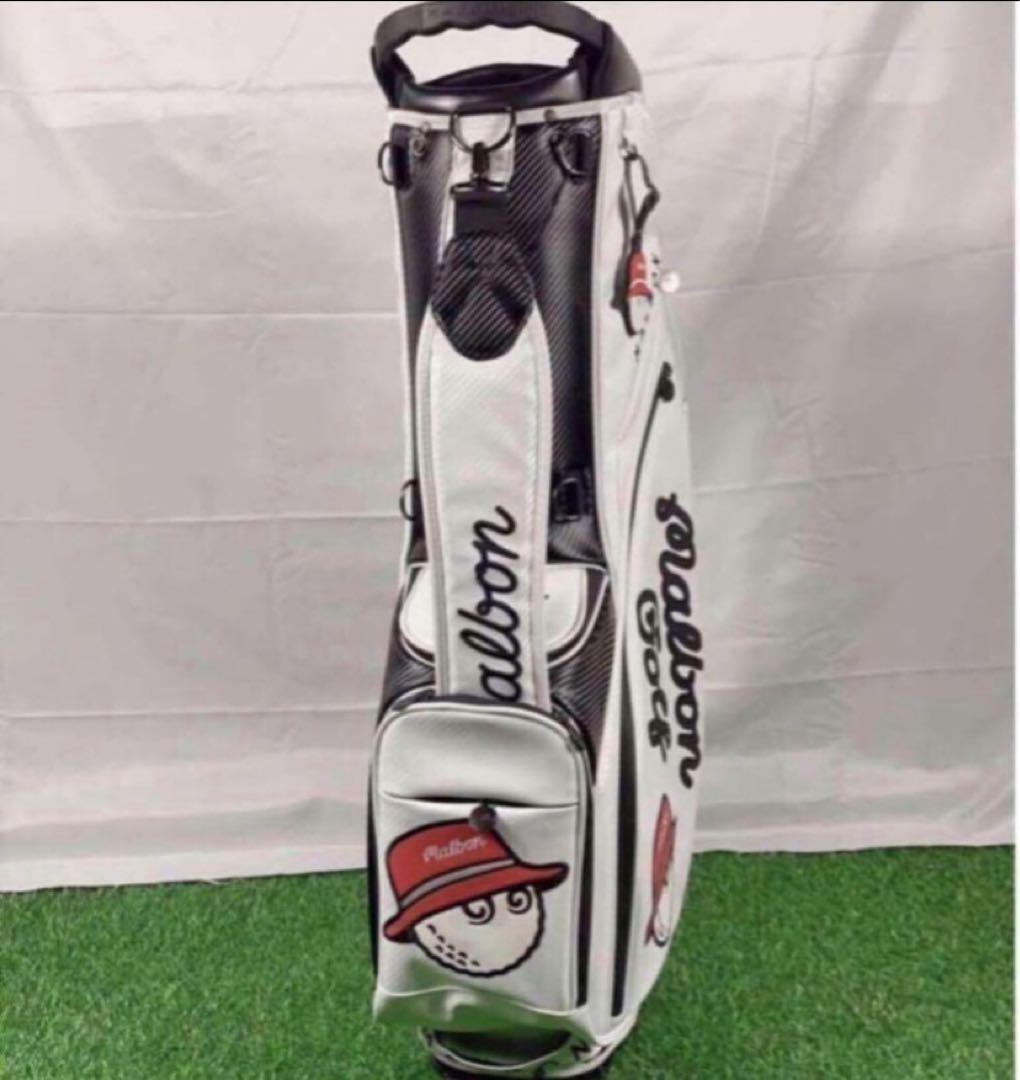 Malbon Golf キャディバッグ ブラウン/ホワイト Malbon Golf マルボン ゴルフバッグ キャディバッグ ホワイト
