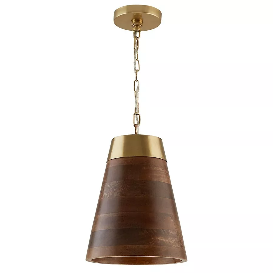 Capital Lighting 1 Light Pendant Medium Wood and Matte Brass