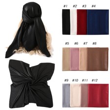 110 110cm Solid Color Chiffon Scarf Square Headscarves Hijab Soft Turban Scarves