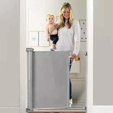 NEW, Retractable Baby Gate, 33" H Extends up to 55" W Child Safety Gray, #214
