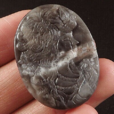 Achat oval Cabochon graviert Kameeform 42,20Cts
