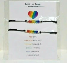 2pc LGBT Pride Rainbow Bead Bracelet with Pride Card - FAST US SHIPPER!