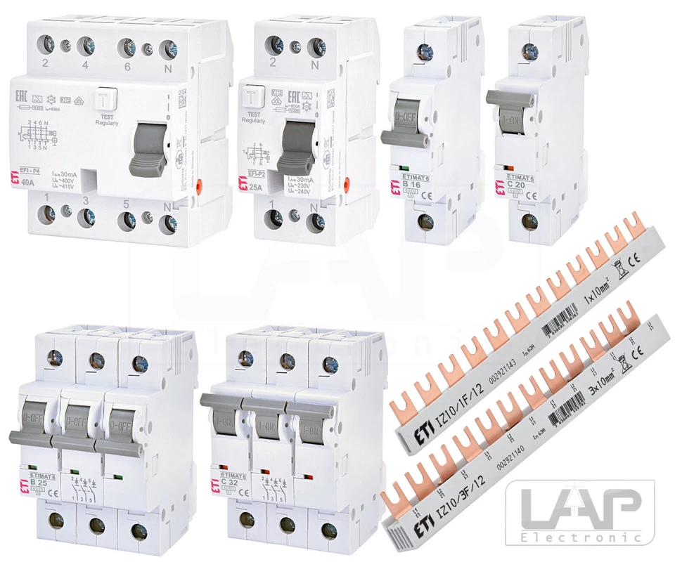 ETI Leitungsschutzschalter FI-Schalter Hauptschalter Sicherungsautomat 10A -63A