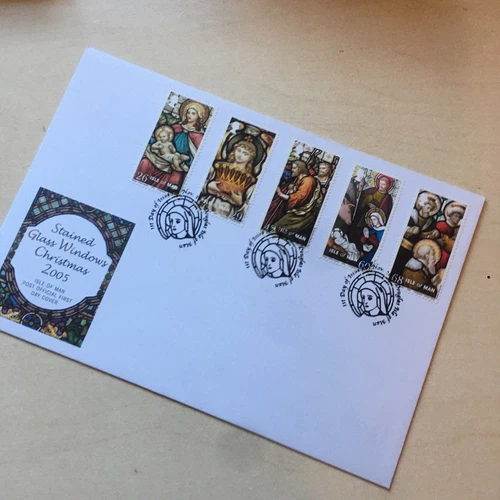 Isle of Man FDC First Day Cover 2005 Christmas Stained Glass Windows Unaddressed