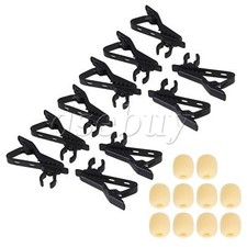 10 Pcs Shirt Clips and Mini-Size Lapel Headset Microphone Windscreen Cover Kit