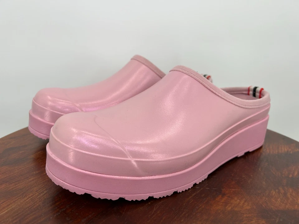 Hunter Rosa Goma "Jugar" Zueco Sin Cordones Jardín Zapatos de Lluvia EE. UU. 10 ~ UK 8 Foto 2 de 4