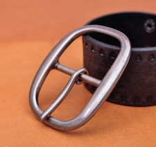 Men Solid Strong Antique Silver Round Jeans Center Bar Belt Buckle Fit 40mm Belt