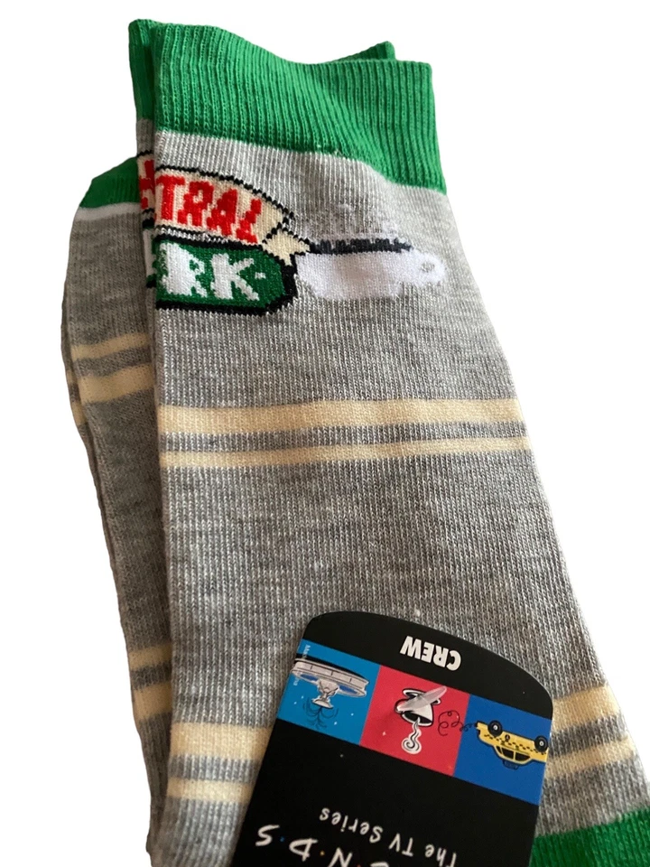 Friends Central Perk Coffee Socks Women Men L M New Striped Gray Green  - Image 4 of 4