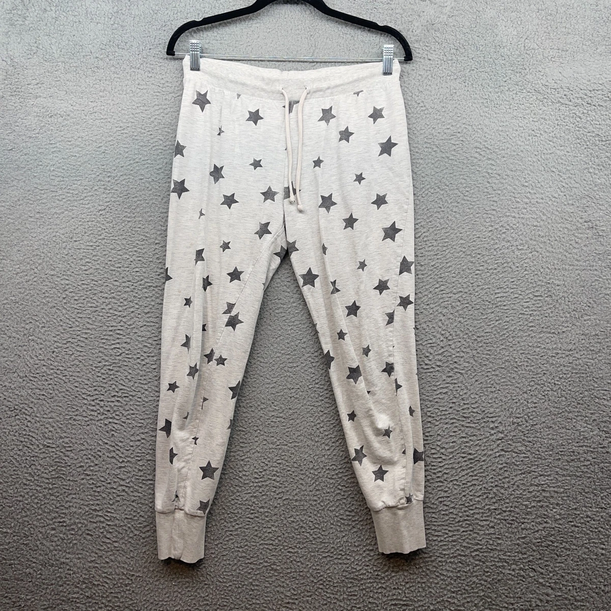 Pantalones de chándal H&M para mujer blancos grises estrellas cintura elástica cordón cónico talla S